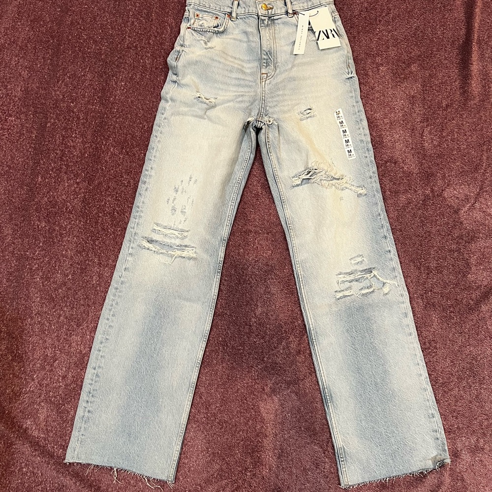 Zara High Rise Slim Fit Wide Leg Jeans size EUR 38/US 8